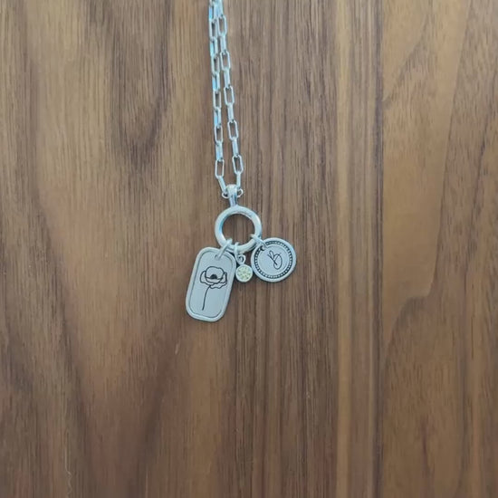 birth month flower pendant on hinged charm holder