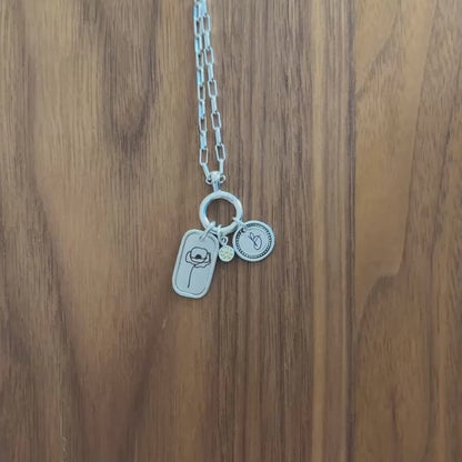 birth month flower pendant on hinged charm holder