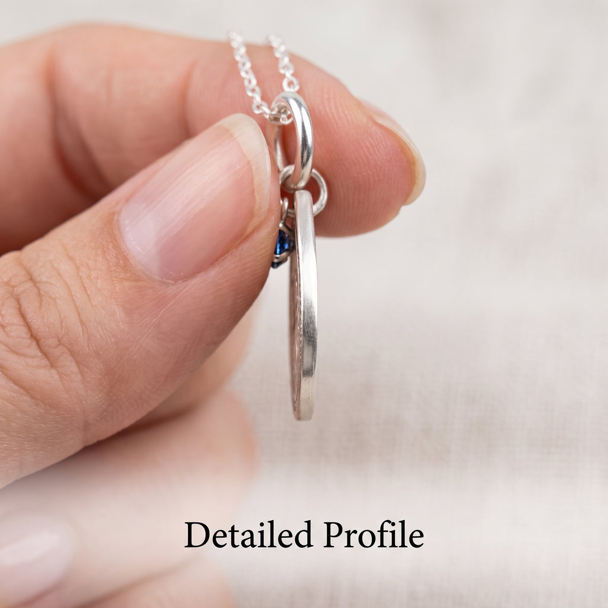 September Birth Flower Necklace – Morning Glory Teardrop Shape Pendant with Sapphire CZ