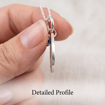 September Birth Flower Necklace – Morning Glory Teardrop Shape Pendant with Sapphire CZ