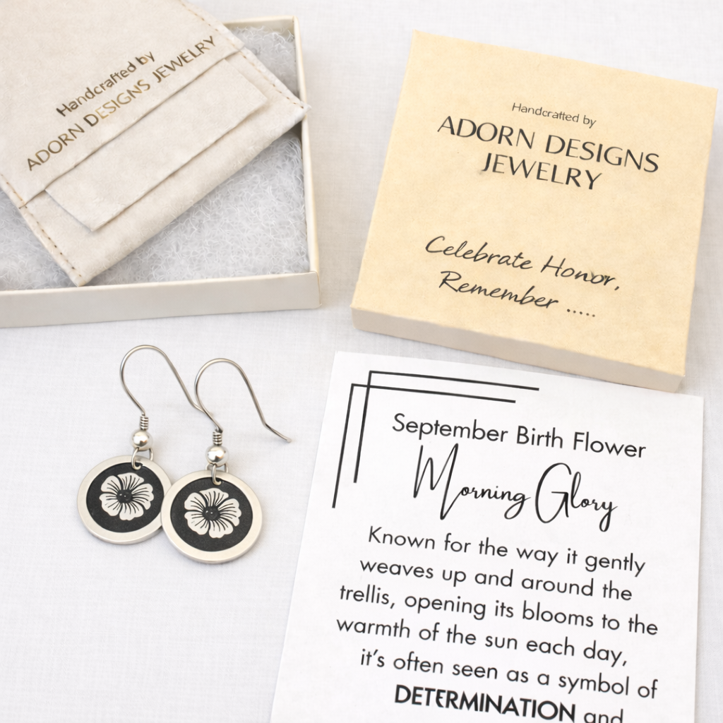 September Birthday Gift | Birth Month Flower Earrings | Morning Glory | Born in September