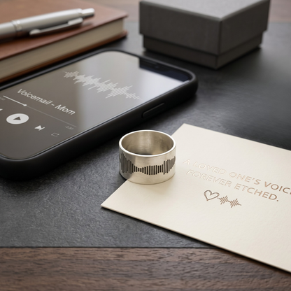 Soundwave Ring — Sterling Silver, Custom Voice Recording, Unisex