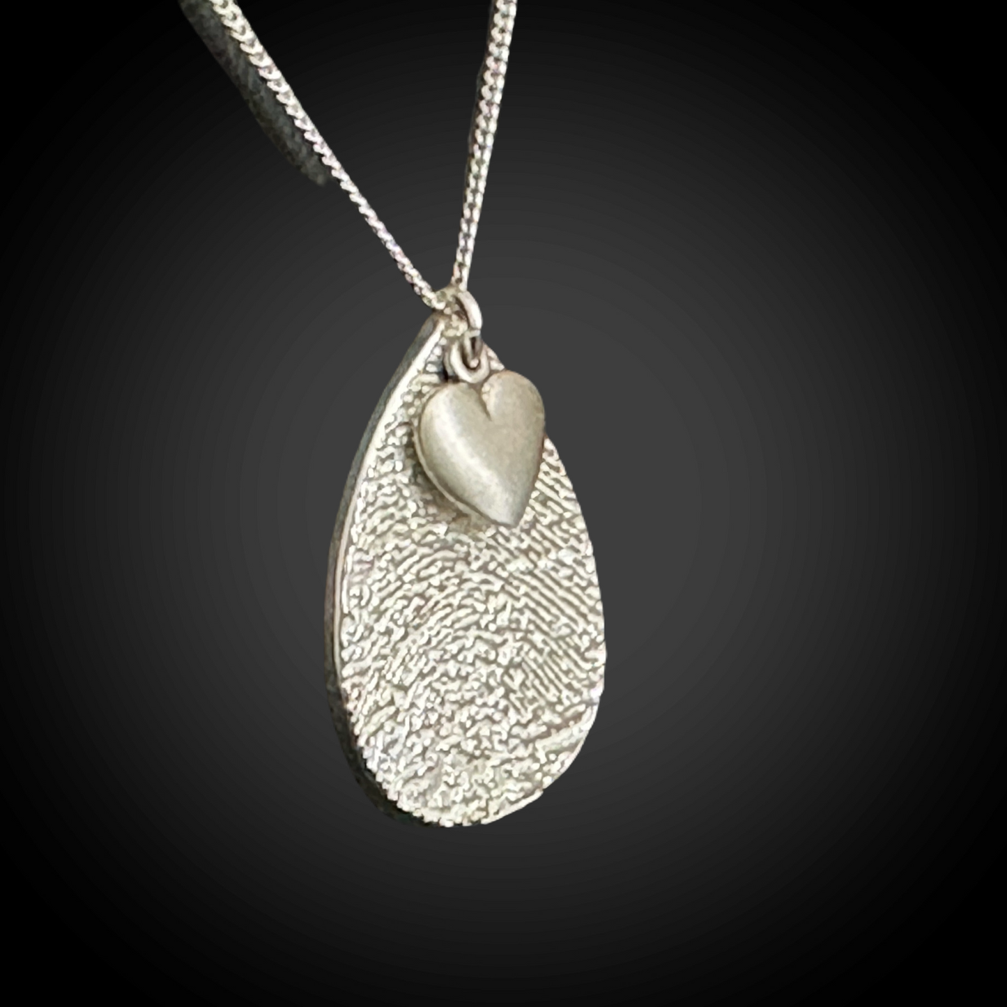 teardrop shape fingerprint necklace