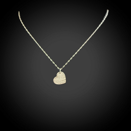 Dainty Heart Tilted Sideways Fingerprint Necklace — Sterling Silver