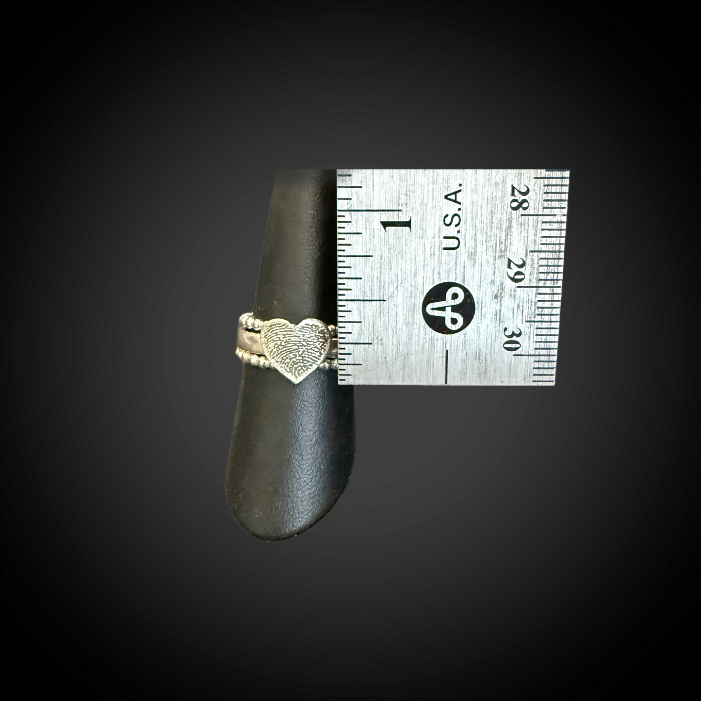 Fingerprint Heart Stacking Ring — Three Sterling Silver Bands (Memorial)