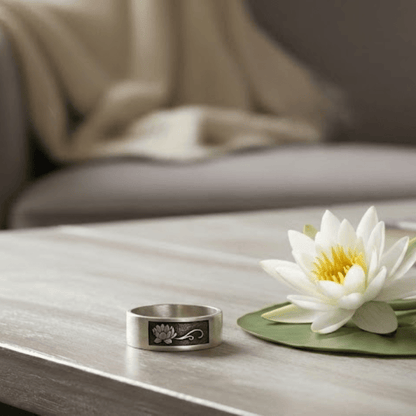 may birth month flower water lily sterling silver ring