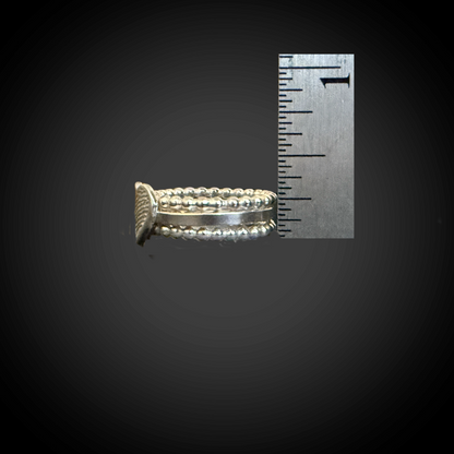 Fingerprint Heart Stacking Ring — Square Center Band with Twist Accents (Sterling Silver)