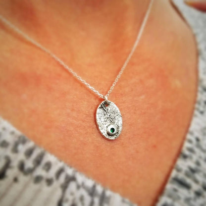 Oval Fingerprint Charm Necklace