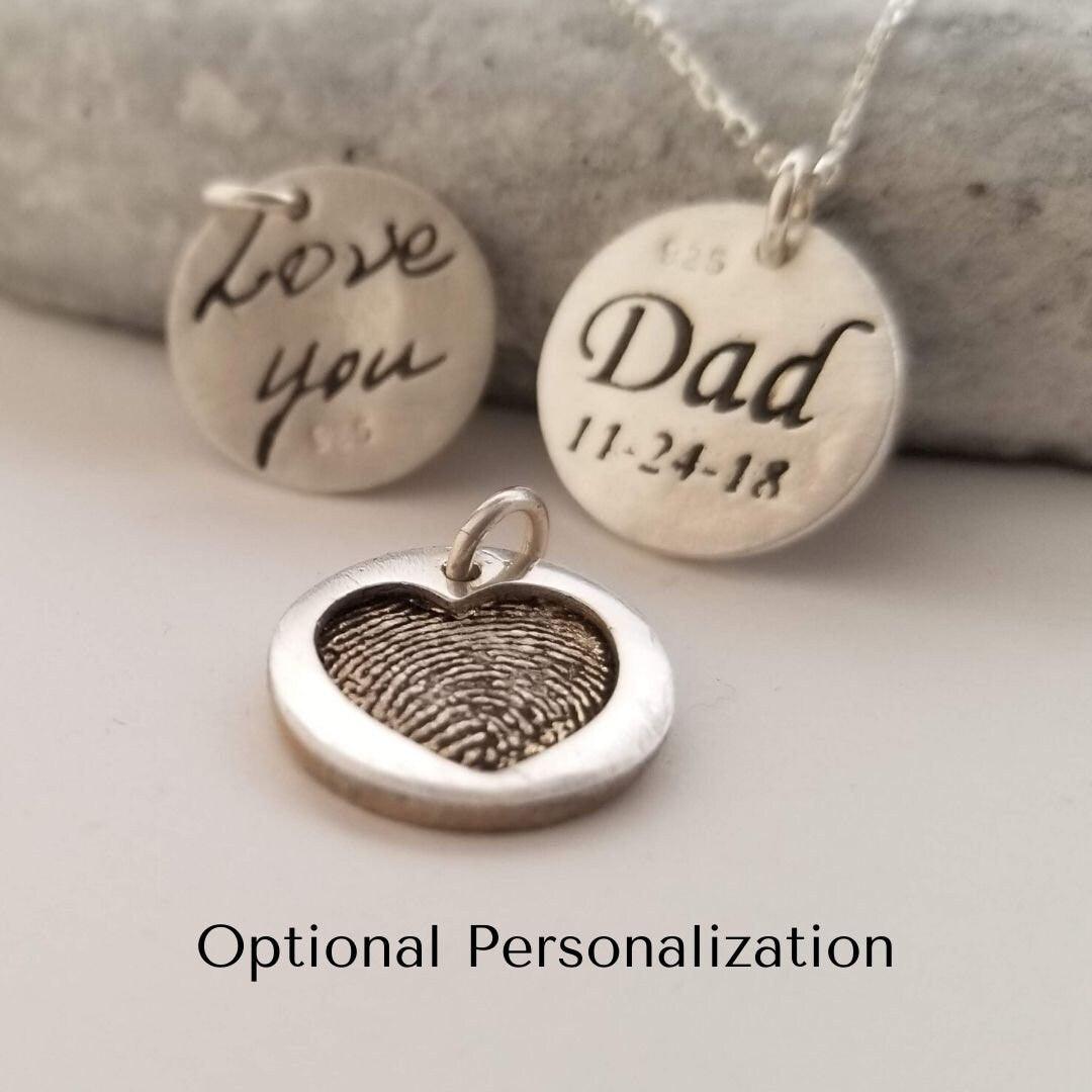 Fingerprint Recessed in Heart Shape, Sterling Silver - Adorn Designs Jewelery