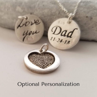 Fingerprint Recessed in Heart Shape, Sterling Silver - Adorn Designs Jewelery