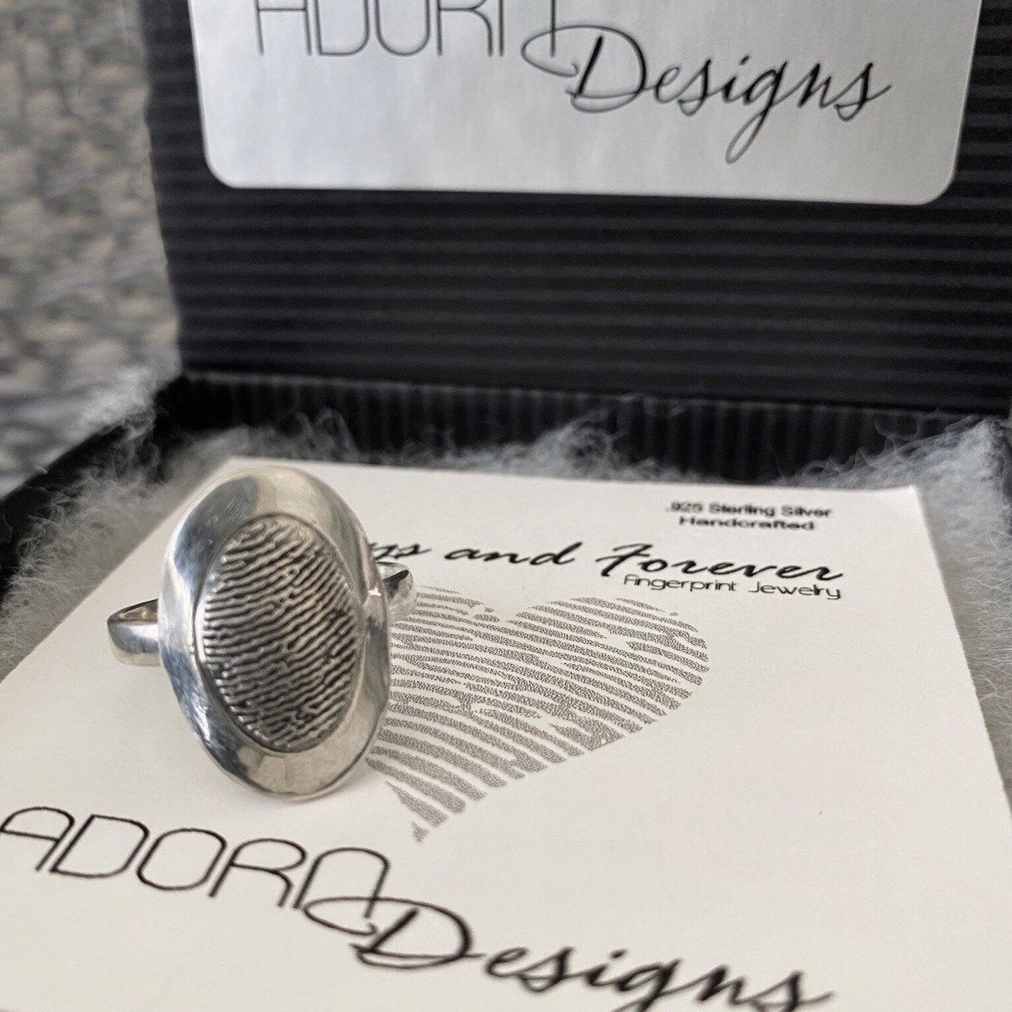 Oval Shape Fingerprint Ring | Sterling Silver