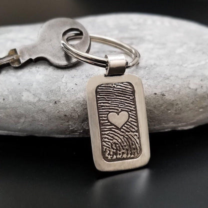 Fingerprint Keychain | Sterling Silver Accessory