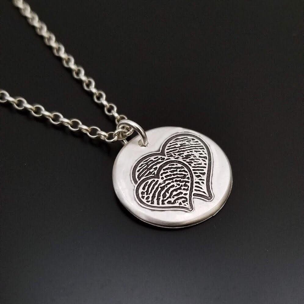 Double Heart Fingerprint Pendant