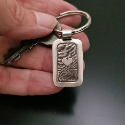Fingerprint Keychain | Sterling Silver Accessory