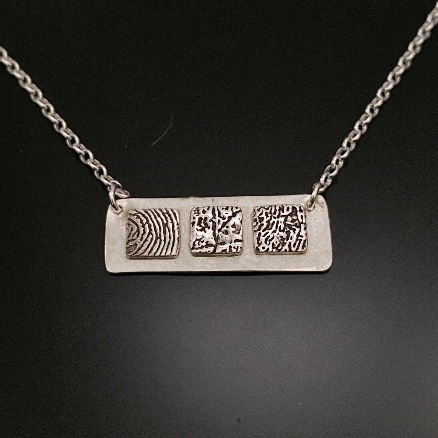 Fingerprint Bar Necklace - Sterling Silver