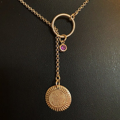 Lariat Style Fingerprint Necklace, Sterling Silver