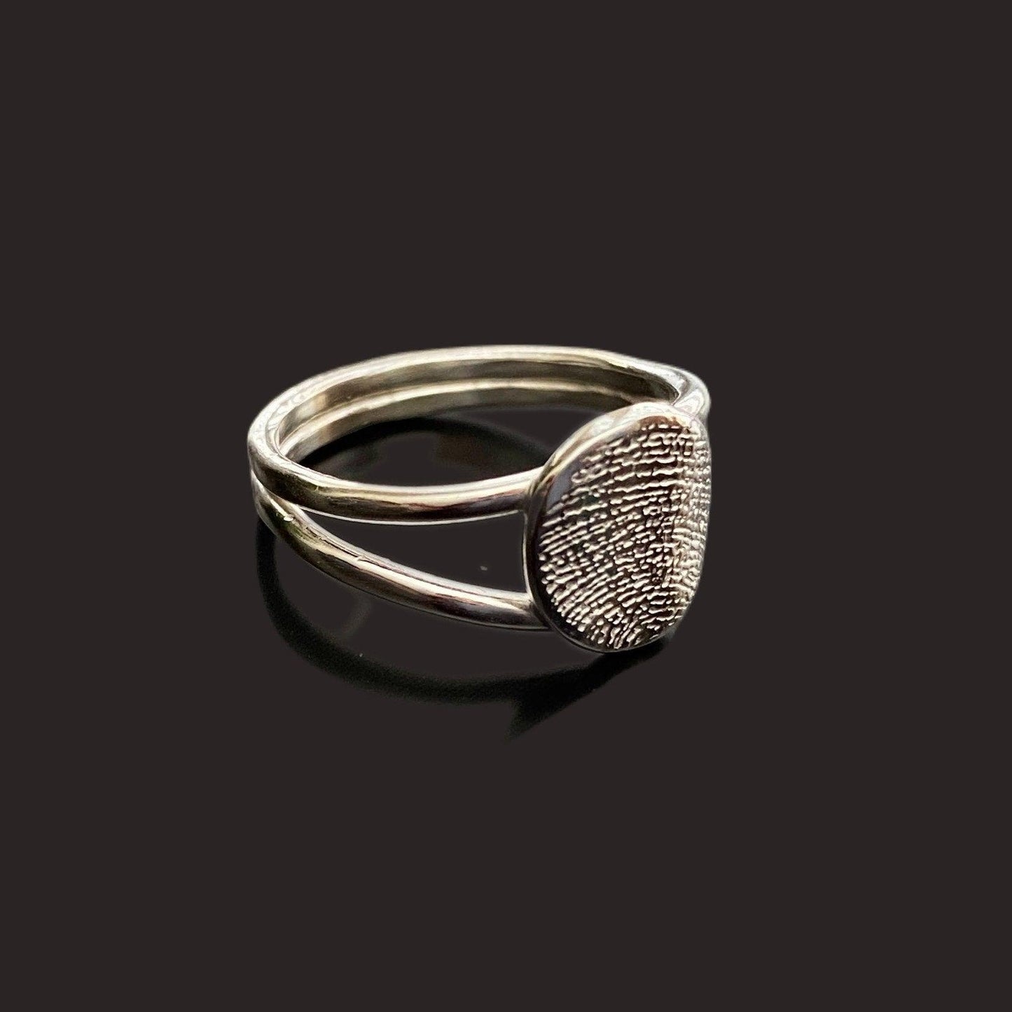 Open Side Sterling Silver Fingerprint Ring - Adorn Designs Jewelery