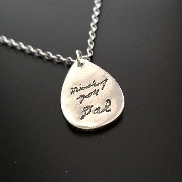 Personalized Fingerprint Necklace | Teardrop Shape w Heart Charm - Adorn Designs Jewelery