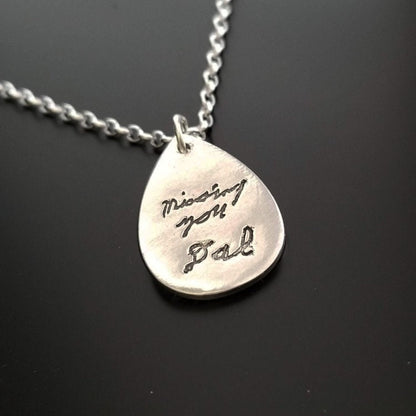 Personalized Fingerprint Necklace | Teardrop Shape w Heart Charm