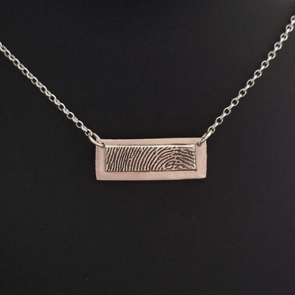 Fingerprint Bar Necklace - Sterling Silver - Adorn Designs Jewelery