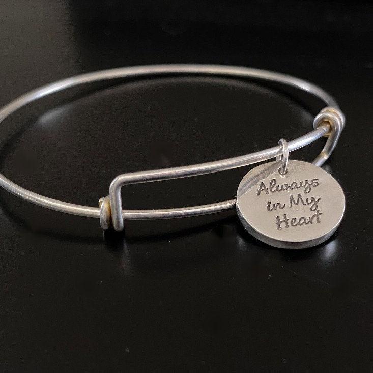 Sterling Silver Fingerprint Charm on Adj. Bangle Bracelet