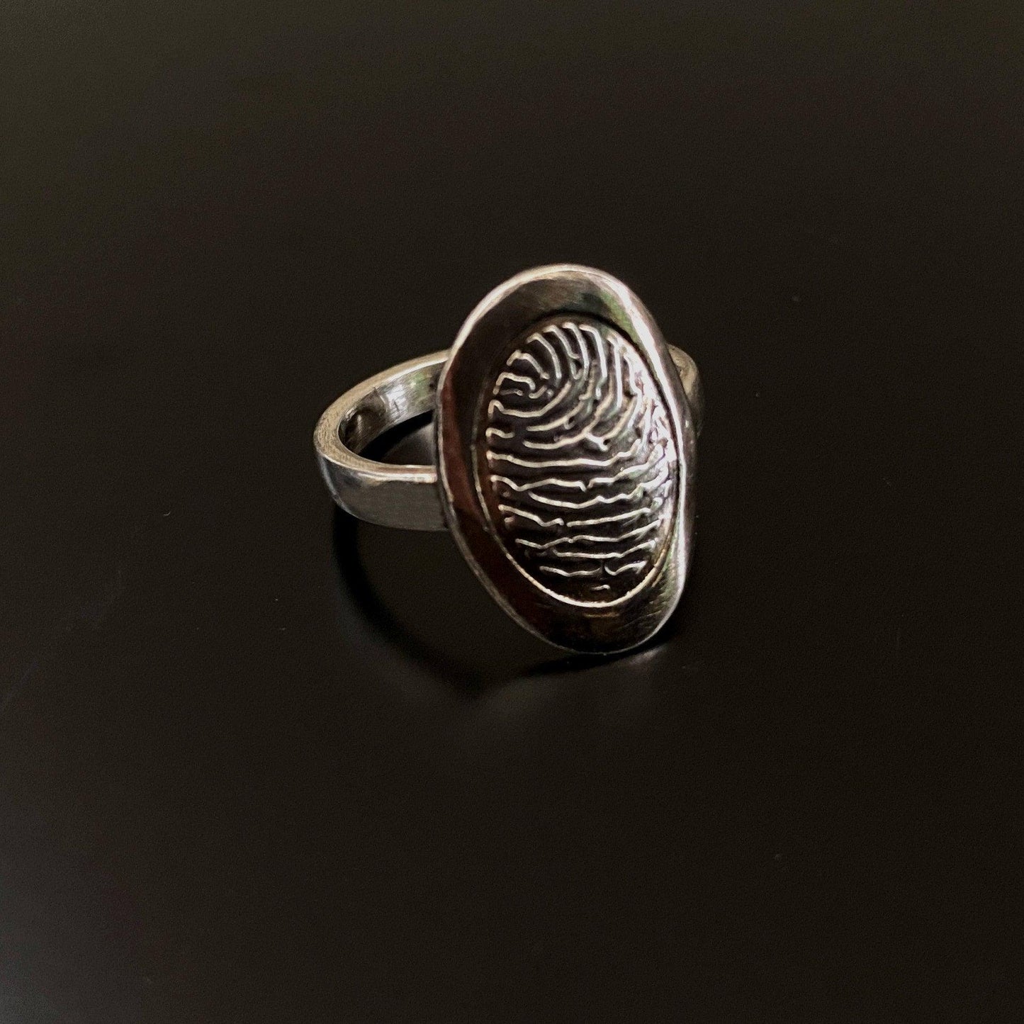 Oval Shape Fingerprint Ring | Sterling Silver - Adorn Designs Jewelery