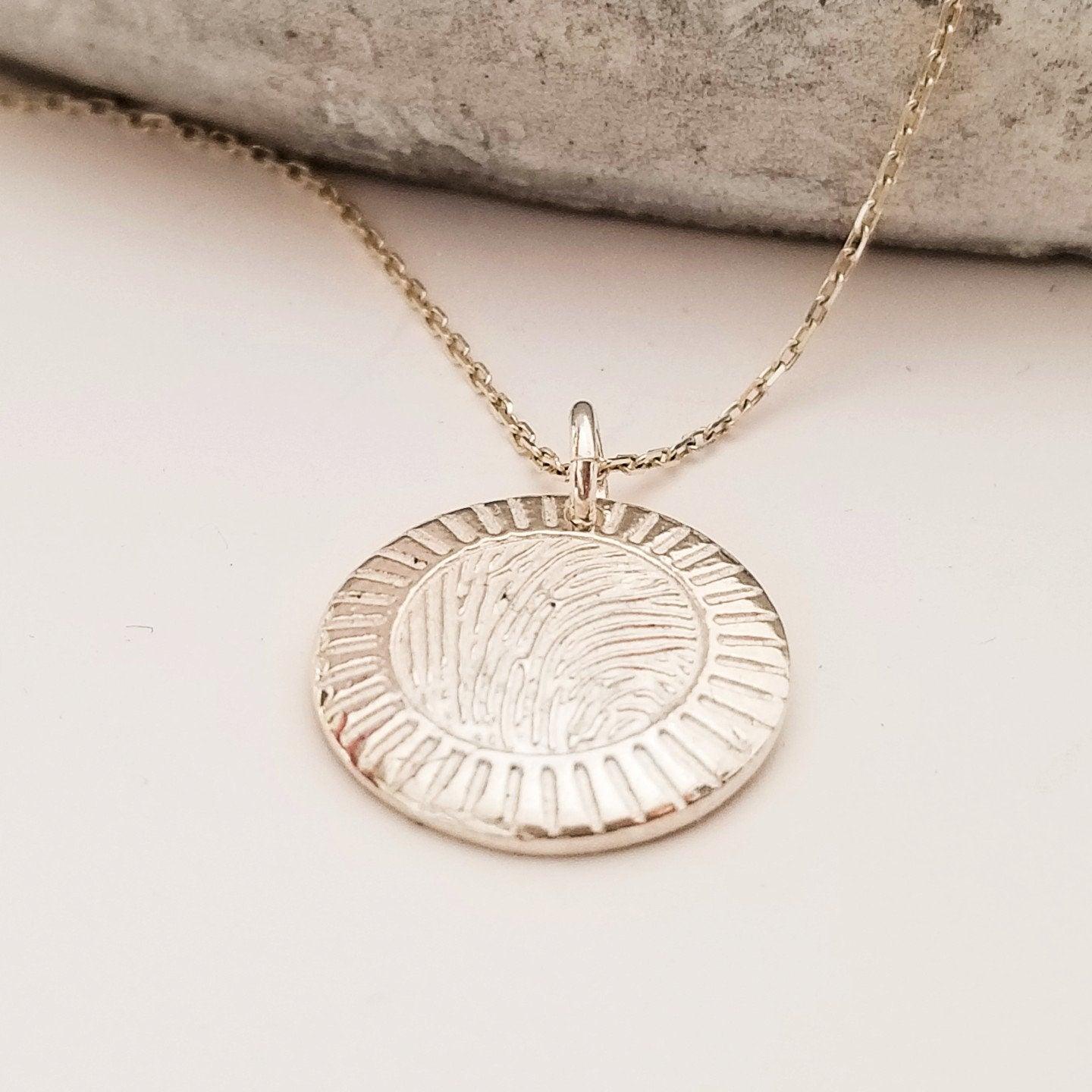 Symbolic Fingerprint Pendant - My Sunshine Inscribed on Back - Adorn Designs Jewelery