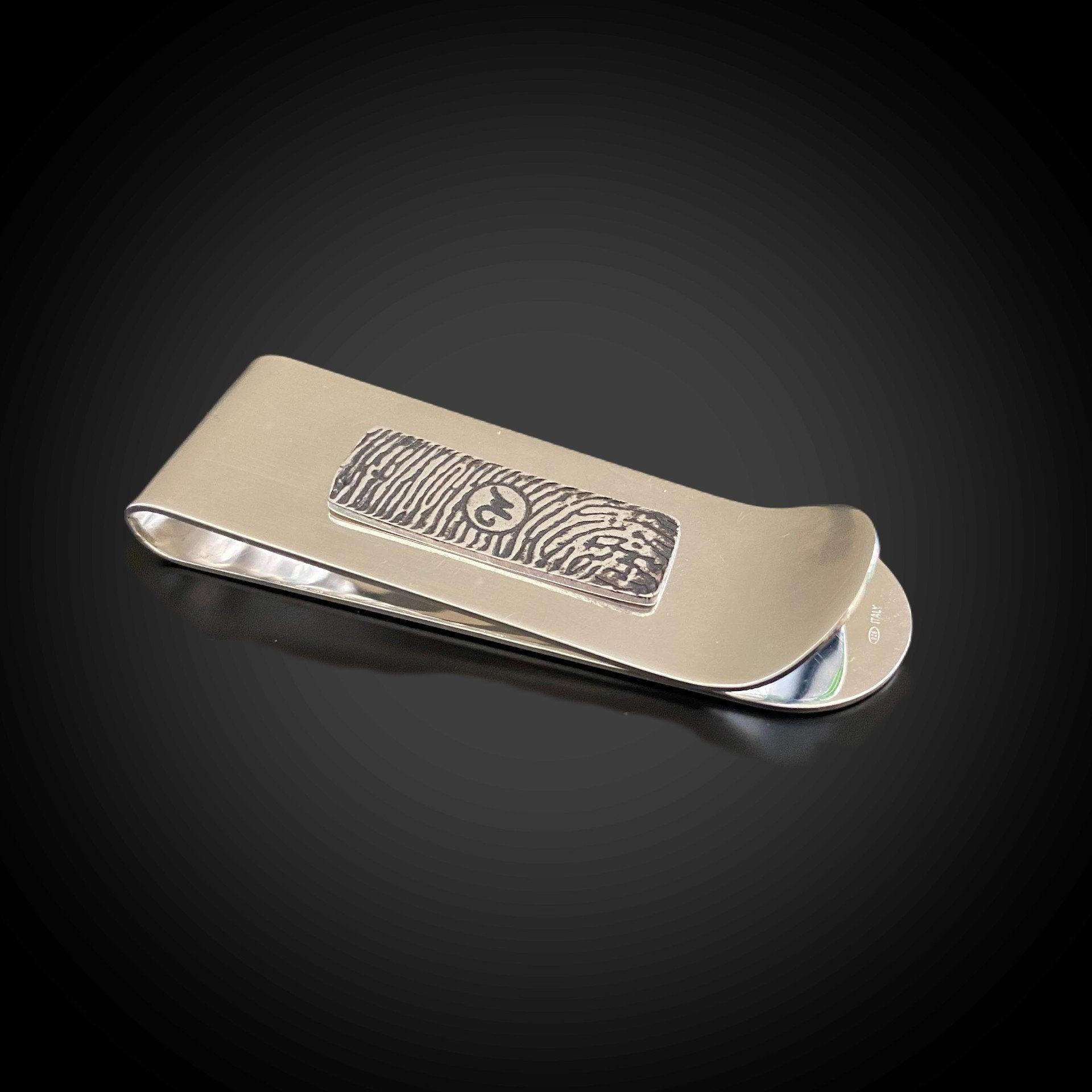 Sterling Silver Money Clip with Loved Ones Fingerprint - Adorn Designs Jewelery