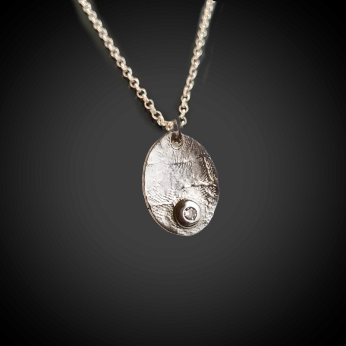Oval Fingerprint Charm Necklace