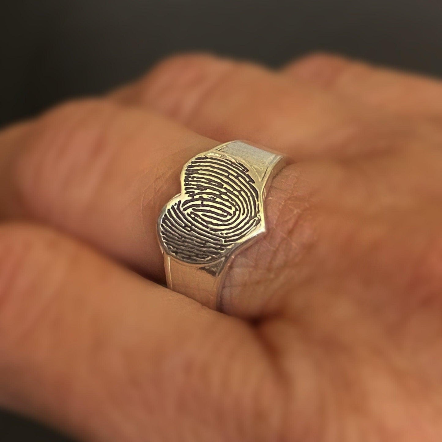 Tapered Band Fingerprint Ring | Sterling Silver - Adorn Designs Jewelery