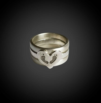 Stacking Baby Footprint Sterling Silver Rings