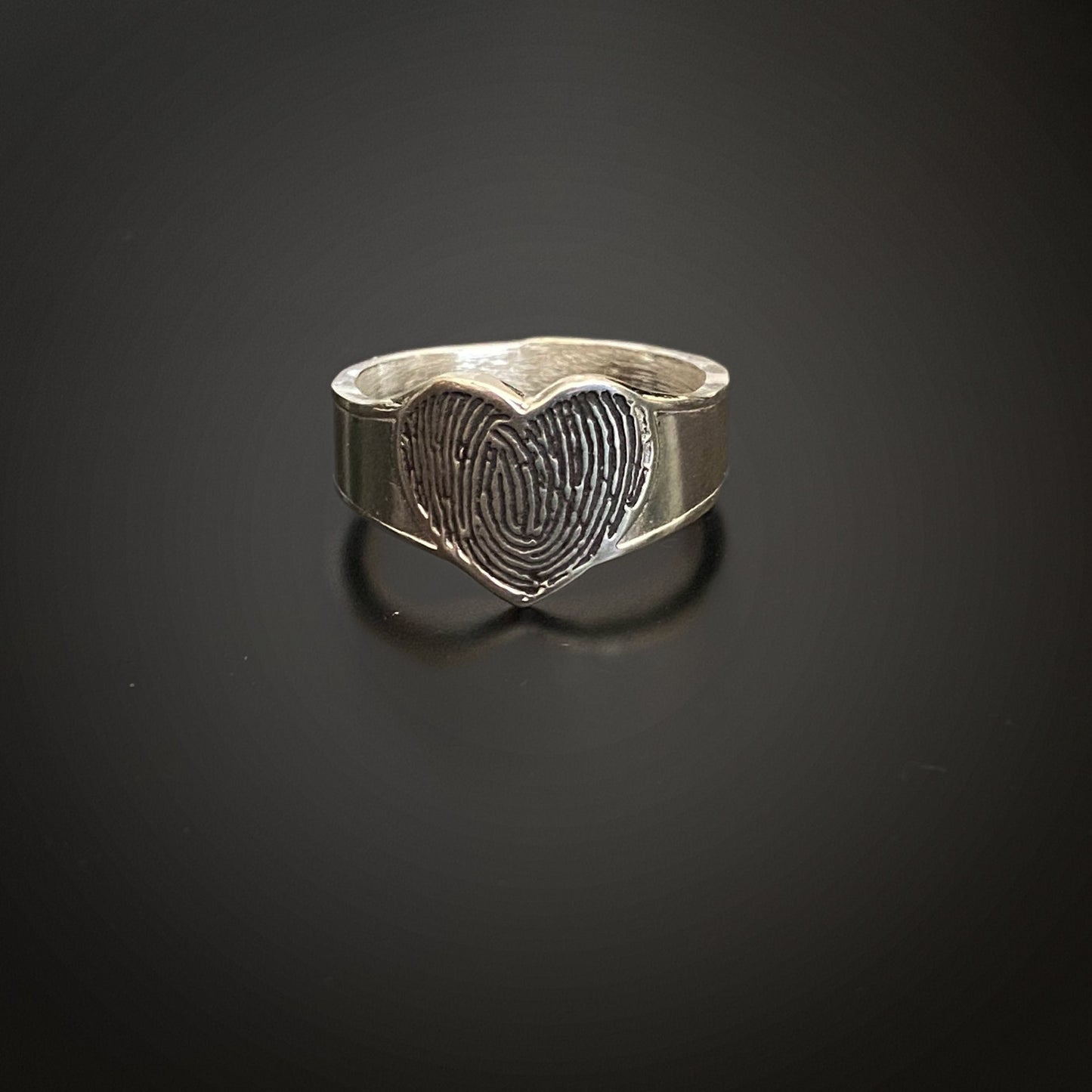 Tapered Band Fingerprint Ring | Sterling Silver