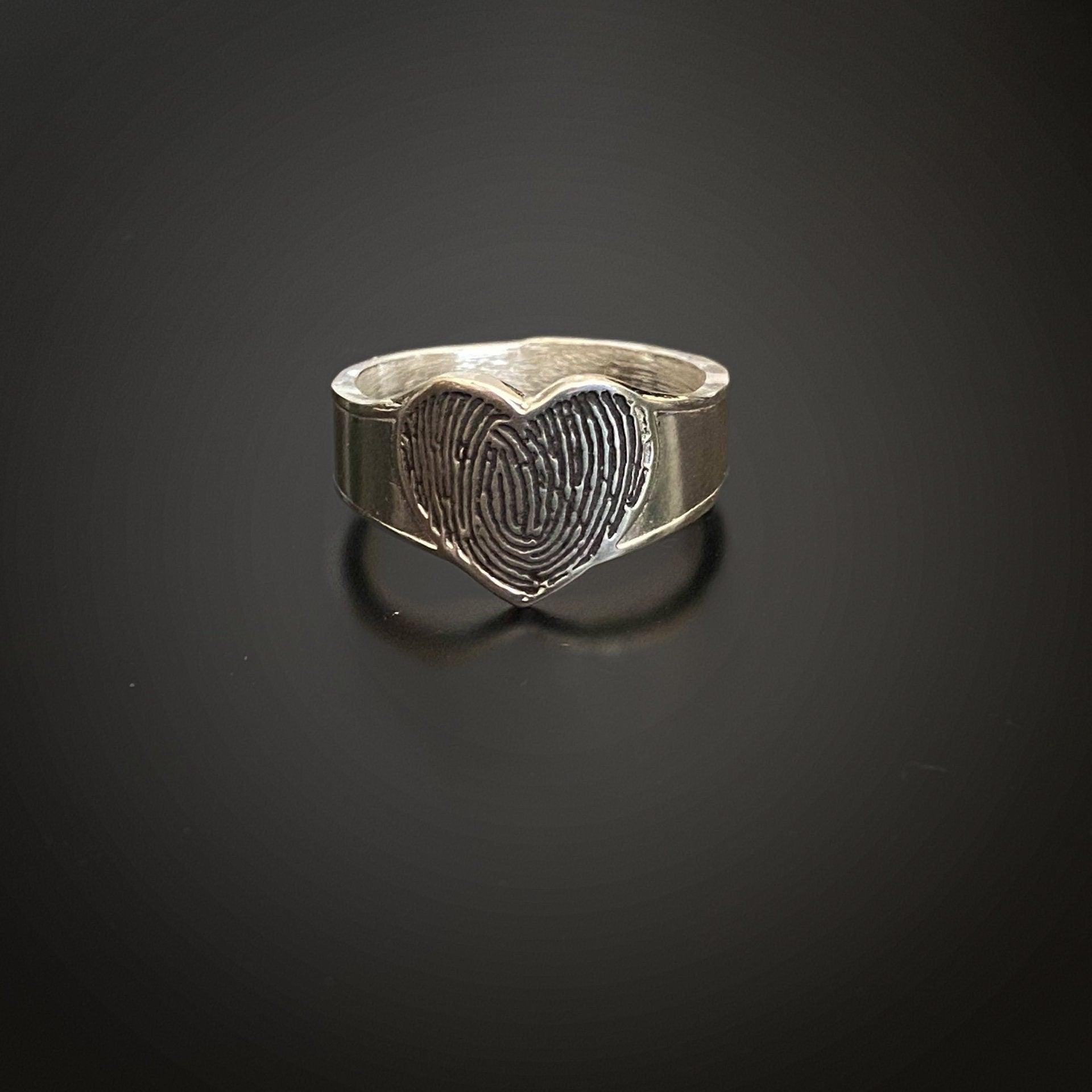 Tapered Band Fingerprint Ring | Sterling Silver - Adorn Designs Jewelery