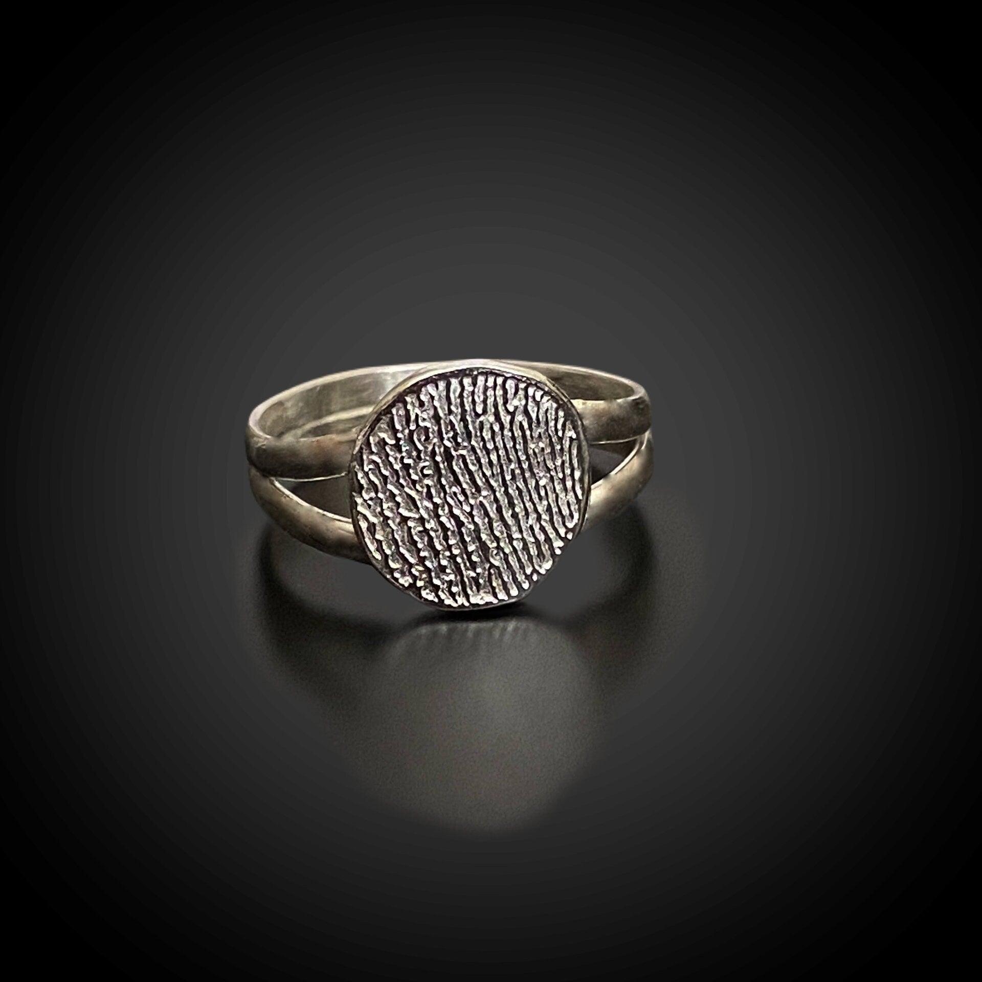 Open Side Sterling Silver Fingerprint Ring - Adorn Designs Jewelery