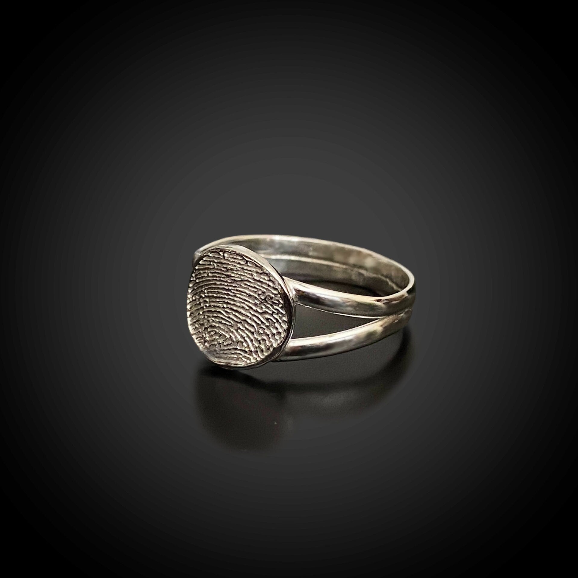 An Open Side Sterling Silver Fingerprint Ring