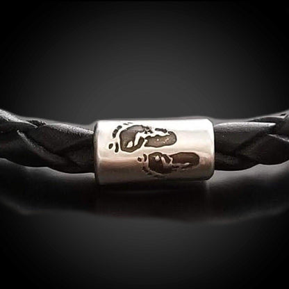 Braided Italian Leather Bracelet w/ Child's Footprint or Handprint - Adorn Designs Jewelery