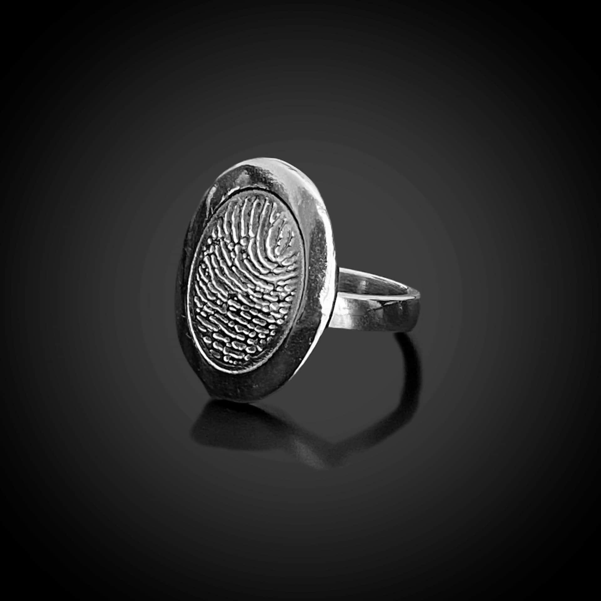 Oval Shape Fingerprint Ring | Sterling Silver - Adorn Designs Jewelery