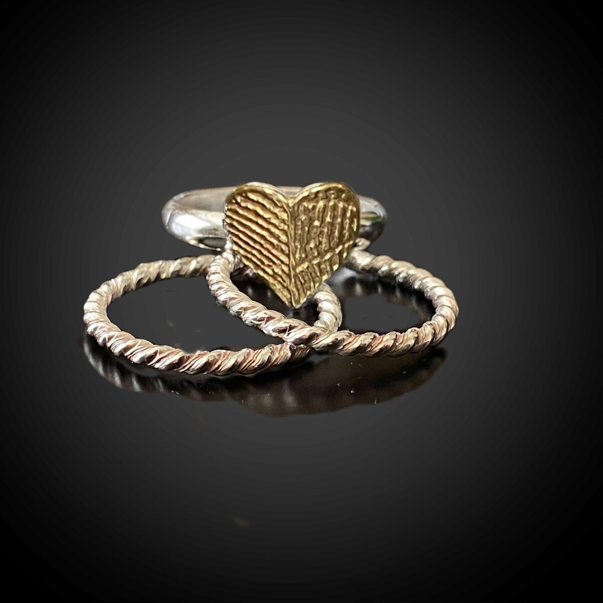 Stacking Fingerprint Ring | Sterling Silver and 24k Gold Plate - Adorn Designs Jewelery