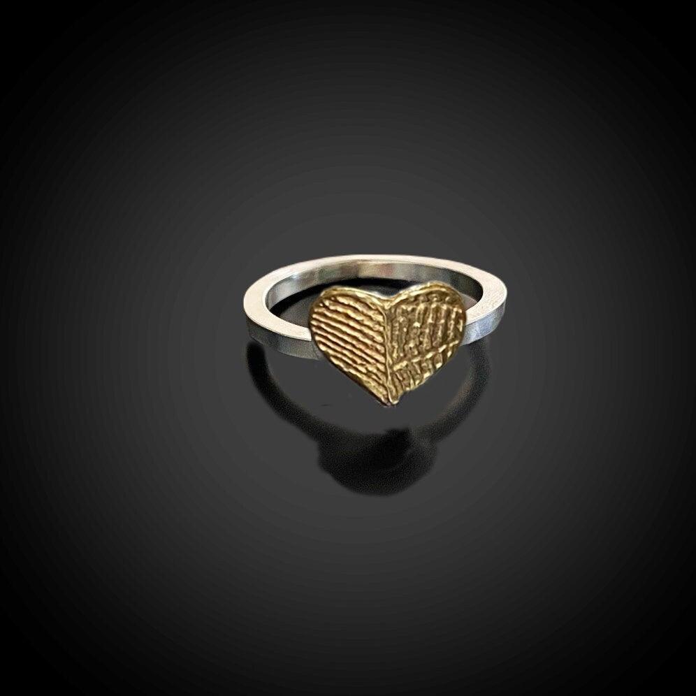 Single Band Sterling Silver & 24k Gold Plate Fingerprint Ring - Adorn Designs Jewelery