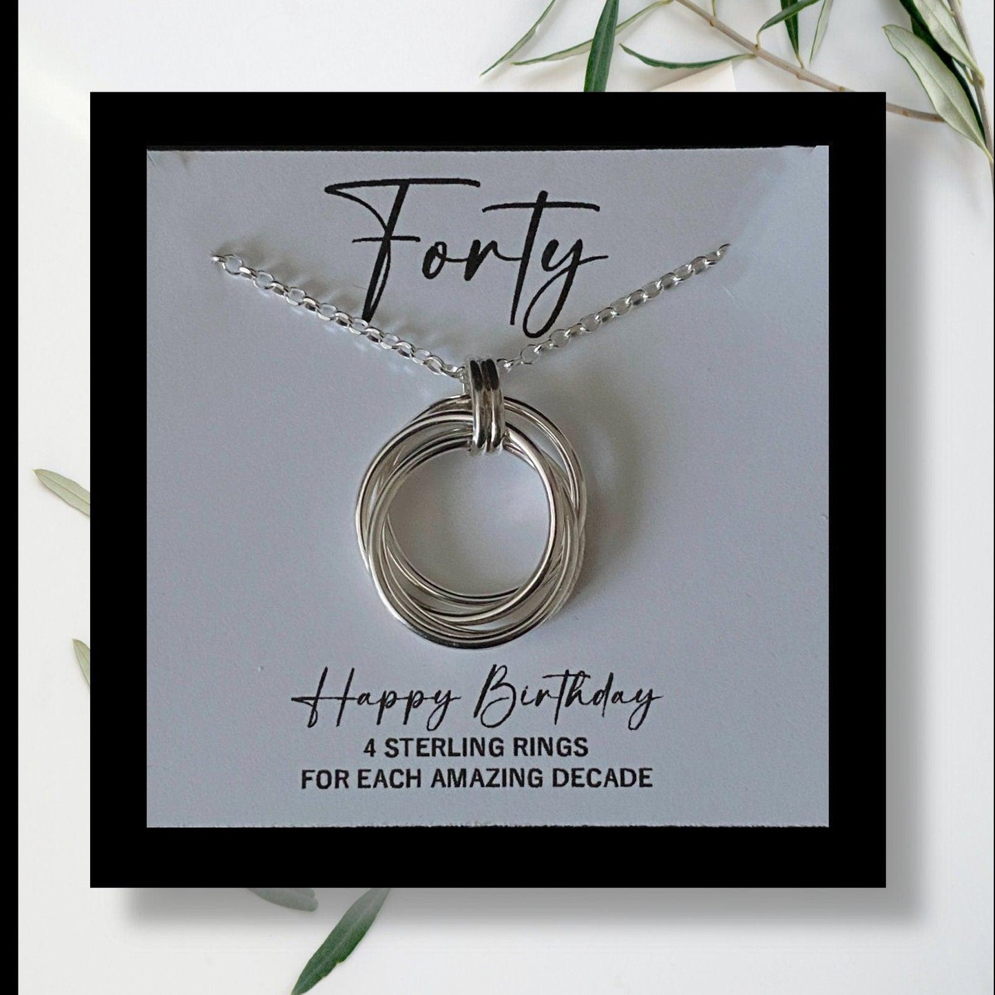 40th Milestone Birthday - Symbolic Sterling Silver Milestone Necklace Represents Four Decades