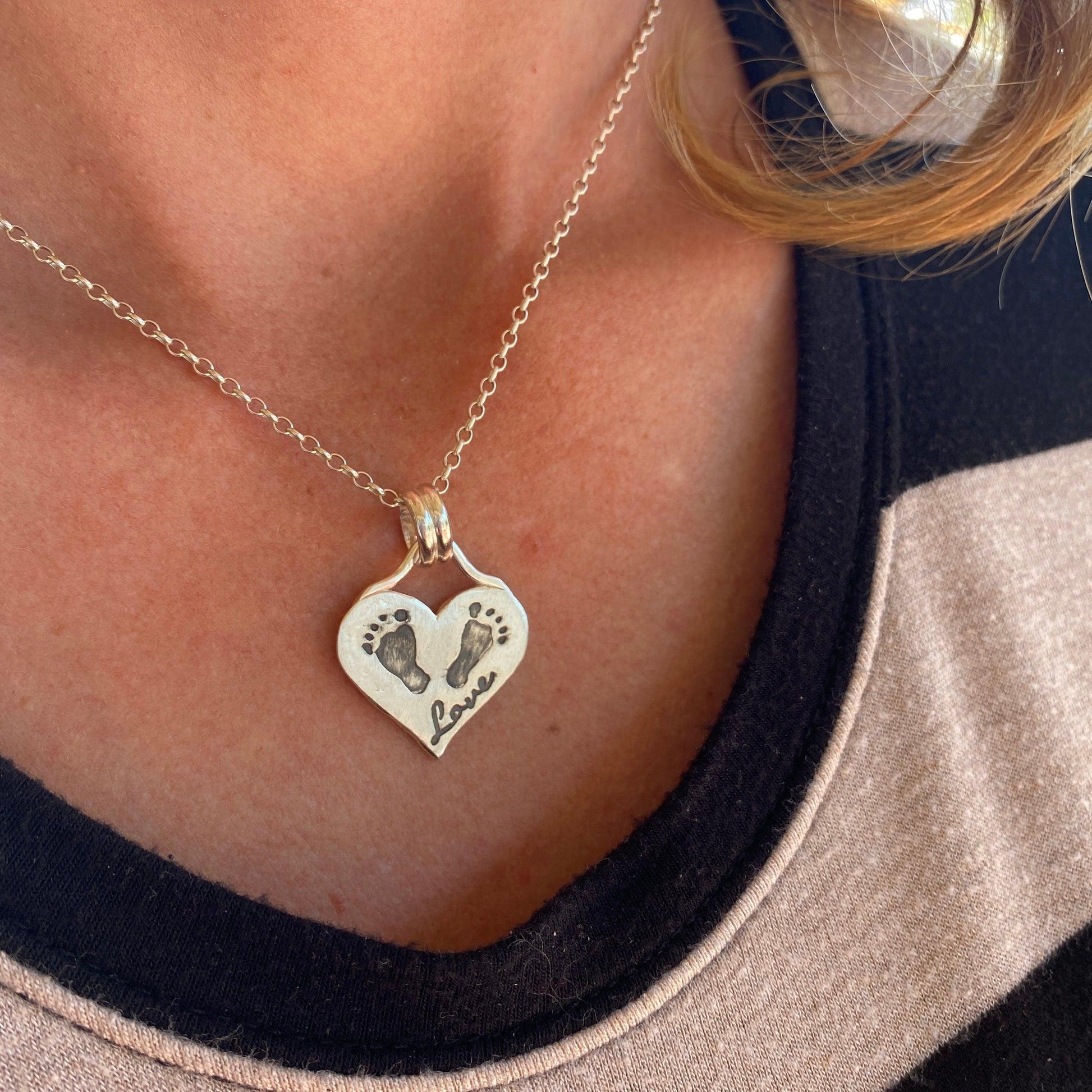 Heart Shaped Baby Footprint Necklace - Adorn Designs Jewelery