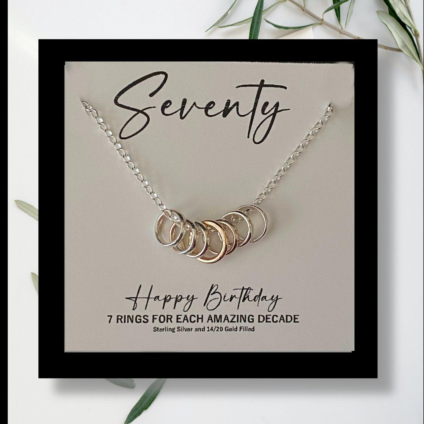 70th Milestone Birthday, Symbolic 7 Circle Necklace for Seven Decades