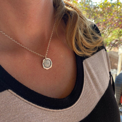 Fingerprint Necklace, Organic Shape resembles a Seal, Sterling Silver