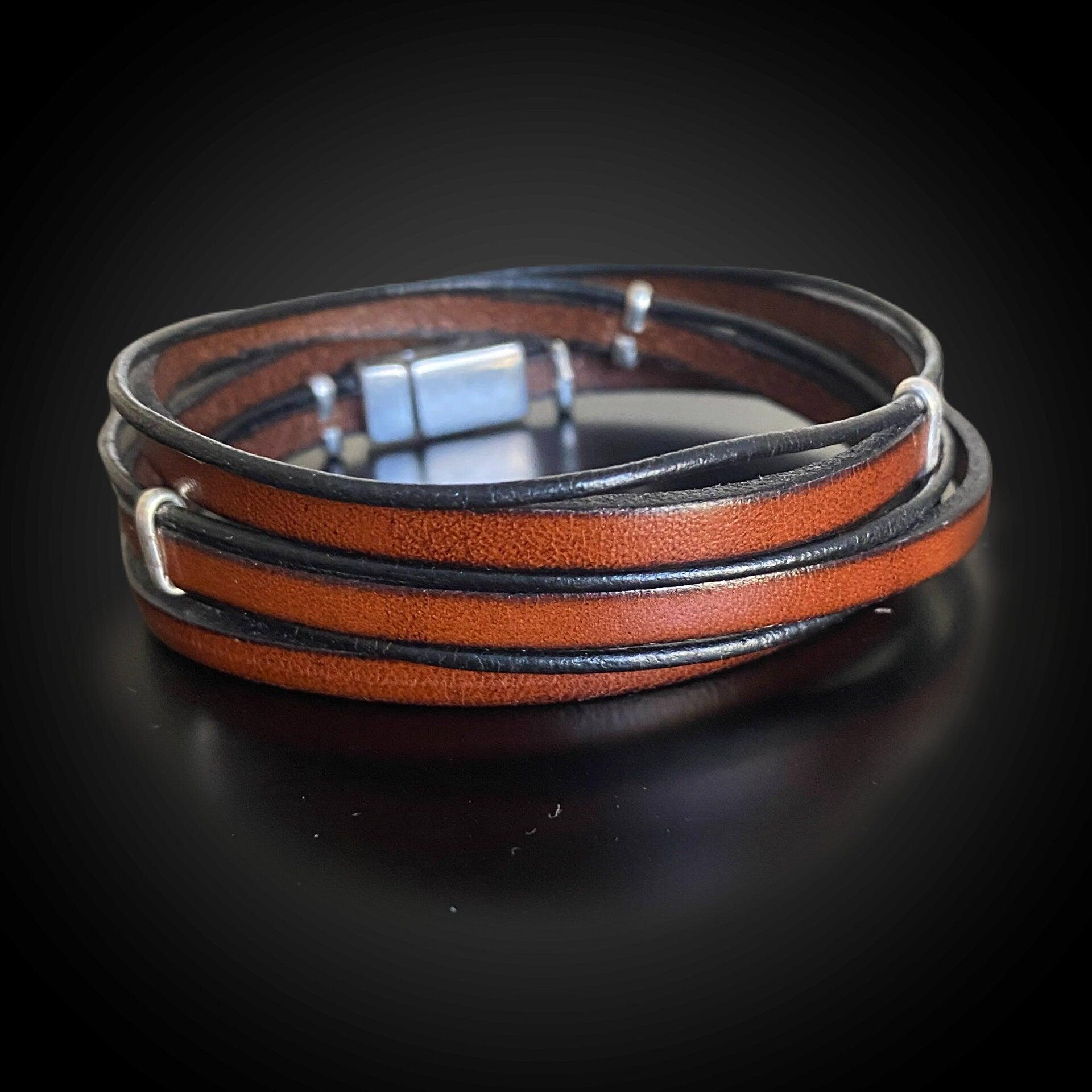 Braided Italian Leather Fingerprint Bracelet with separate Trendy Wrap - Adorn Designs Jewelery