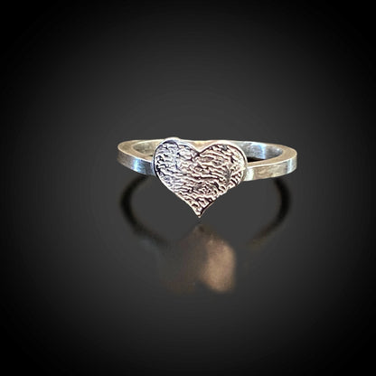 Single Band Sterling Silver fingerprint heart ring