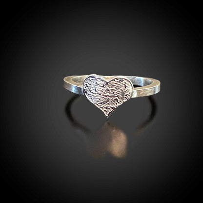 Single Band Sterling Silver fingerprint heart ring - Adorn Designs Jewelery