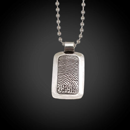 Dog Tag Style Fingerprint Necklace w/ Ball Chain - Adorn Designs Jewelery