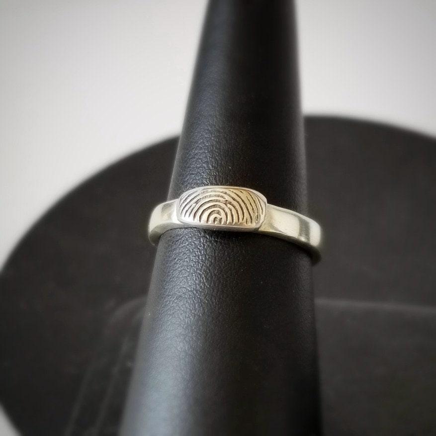 Single Band Fingerprint Ring - Sterling Silver - Adorn Designs Jewelery