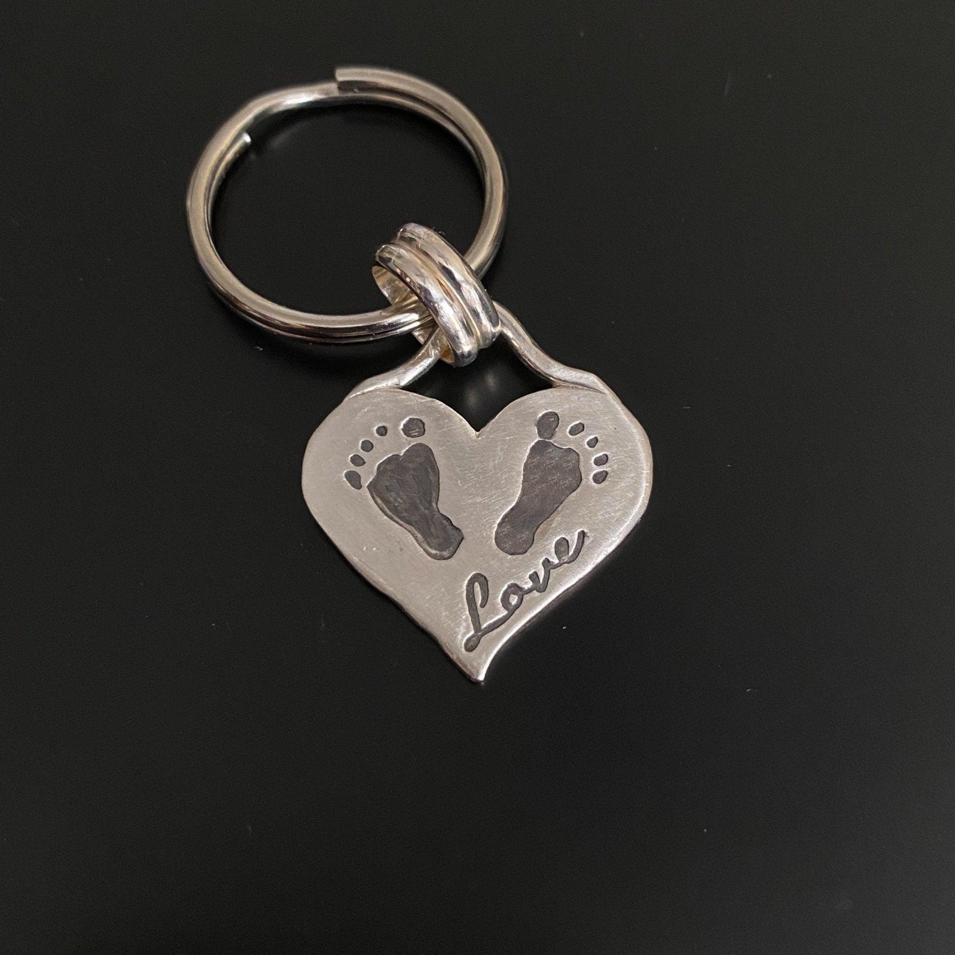 Handprint or Footprint Keychain - Sterling Silver - Adorn Designs Jewelery