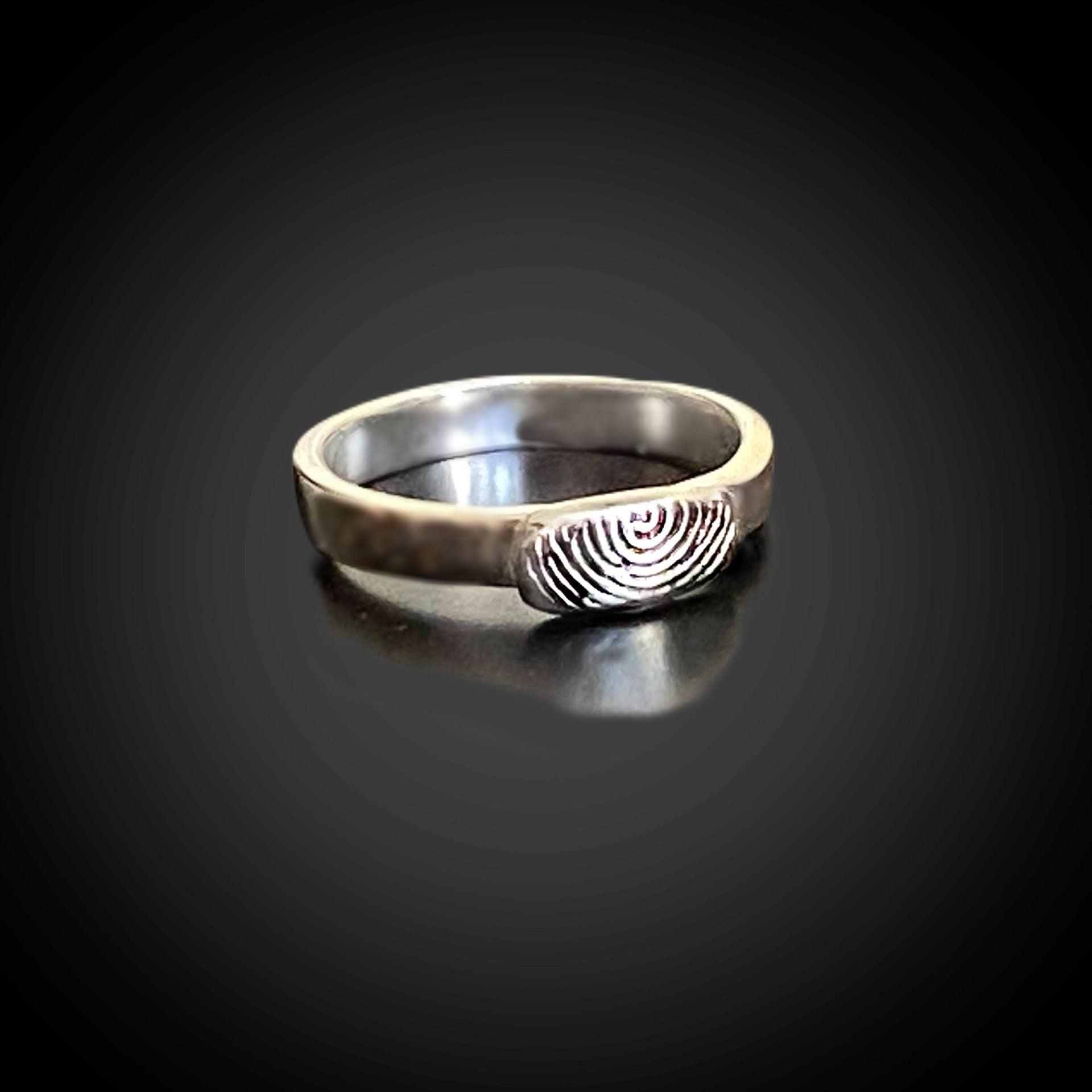 Single Band Fingerprint Ring - Sterling Silver - Adorn Designs Jewelery